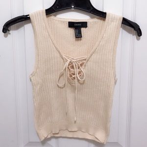 Beige knit tank top